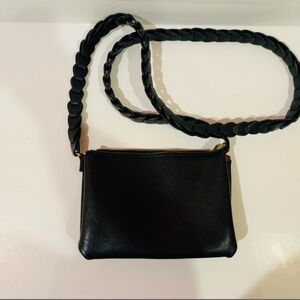 Anthropologie Black Crossbody Bag with Braided Strap